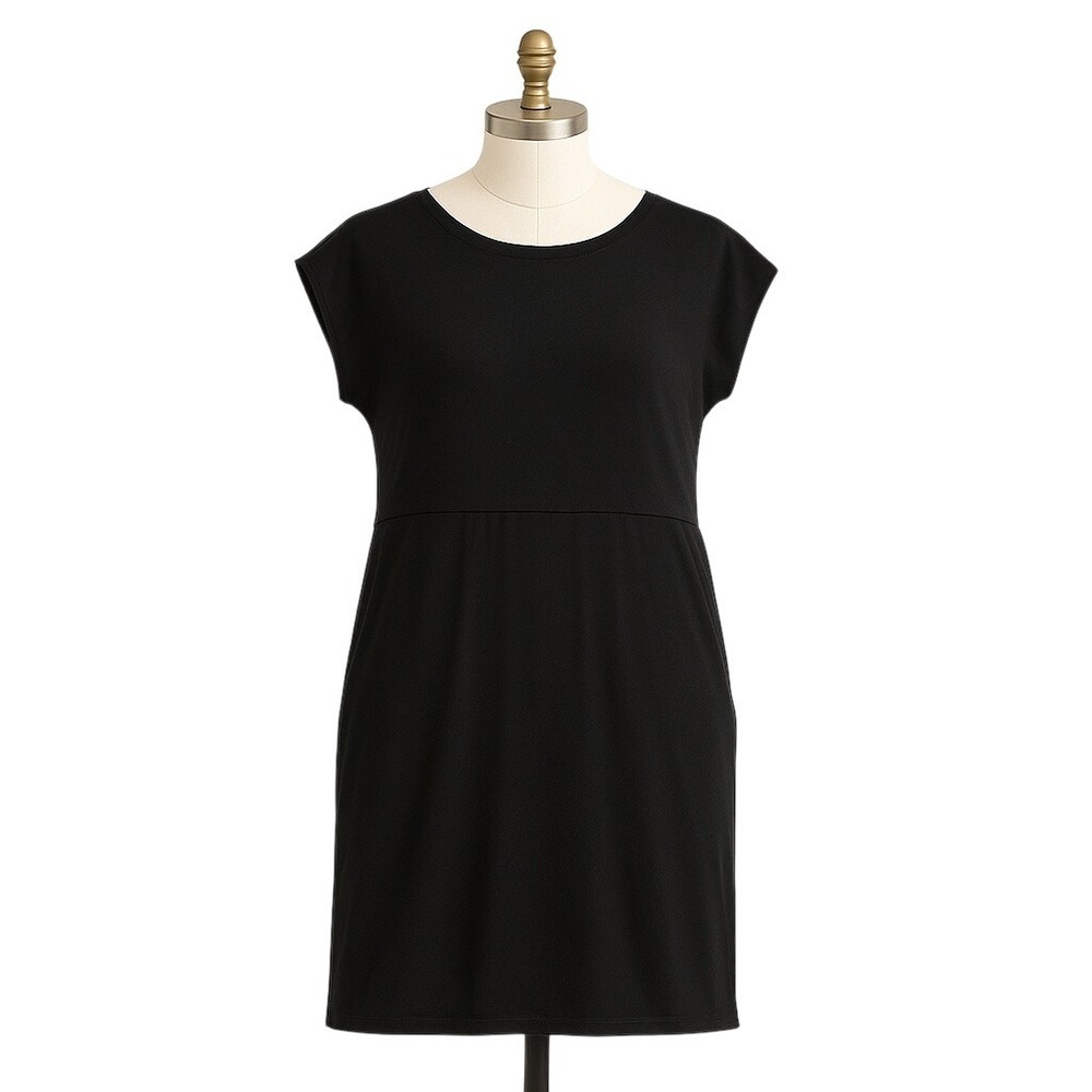J Jill‎ Wearever Minimalist Black Shirt Dress Womens LP Petite Business Casual
